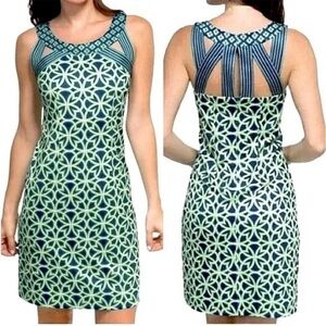 Gretchen Scott Jersey Isosceles Biltmore Sleeveless Geometric Sheath Dress.   14